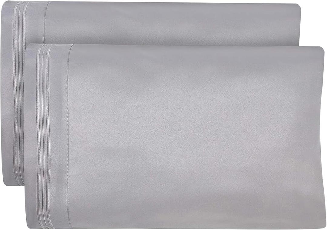Dreamcare King Pillow Cases Set of 2 - Double Brushed 1500 Luxury Series Microfiber - Envelope Closure, Wrinkle- Free, Cooling Pillow Cases - King Size Pillow Cases Set of 2 (20 x 40, Light Gray)