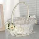 Flower Girl Baskets for Wedding,Romantic Elegant Lightweight Hand Woven Wedding Flower Basket,Wedding Flower Girl Basket and Home Decorations (5798)