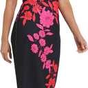 London Times Women's Dresses Jewel Neck Flutter Sleeve Emotional Flattering Polished Chic Midi Length Sheath Dress (Black), 22 Plus