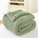 Admitrack Chunky Knit Blanket Throw, 100% Hand Knit Chenille Throw Blanket for Sofa & Home Decor, Soft and Cozy Knitted Throw Blankets (Sage Green, 60"x80")