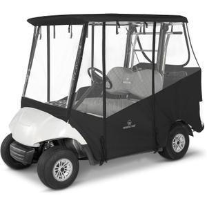 Golf Cart Rain Cover 2 Passenger for Yamaha G29 Drive,Golf Cart Enclosures 2 Seater 4 Sided Roll Up Clear Windows G29 Enclosure,Durable Zippers Open Side Mirrors Driving Enclosure(Black)