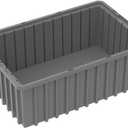 Akro-Mils 33166 Akro-Grid Plastic Slotted Dividable Modu Box Stackable Grid Storage Tote Container, (16-1/2-Inch L x 10-7/8-Inch W x 6-Inch H), (8 Pack), Gray (Grey)