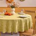 Biscaynebay Fall Round Tablecloth 60''-Gold Thanksgiving Autumn Harvest Gathering Jacquard Fabric Damask Table Cloth, Small Circle Folding Table Covers Kitchen Dinner Dining Picnic Holiday Parties