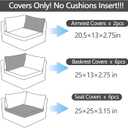 14Pcs Outdoor Cushion Covers Replacement Washable Waterproof UV w/Zipper for 6-Seaters Sofa Patio Slipcovers Set Seat and Back Covers Only (Morocco Dream, 25x25x3.15inch)