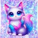 Blanket for Kids - Cat Blankets for Girls Daughter - Gifts for Cat Lovers - 50x60 Inches Soft Warm Throws Decor for Bedroom (Blue)