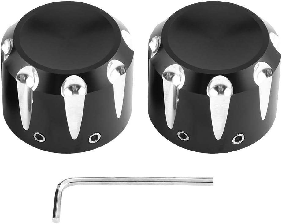Motorcycle Front Axle,2pcs CNC Aluminum Front Axle Skull Nut Bolt Cover (Black)