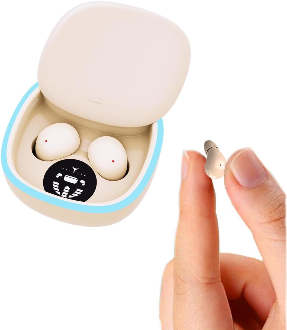Invisible Small Mini Wireless Bluetooth Earbuds for Small Ears Sleep Low Profile Tiny Discreet Hidden Earbuds for Work Invisible Ear Buds Headphones Skin Tone (Nude)
