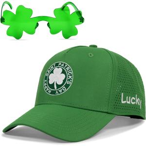 St Patricks Day Hat for Men Women, Saint Pattys Irish Accessories Gifts, Lucky Shamrock Trucker Hat (Green)