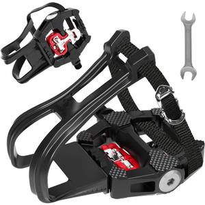 Dual-Function Bike Pedals - 9/16" SPD & Toe Cage Compatible for Road, Mountain, Spin Bikes - Indoor Cycling Pedals for Peloton, Schwinn, Sunny (Multiple Configurations)