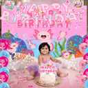 Axolotl Birthday Decorations, Pink Axolotl Happy Birthday Decorations Backdrop Banner Cake Cupcake Toppers Balloons for Girl Axolotl Party Supplies