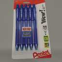 Pentel WOW! Retractable Ballpoint Pens, Medium Line, Blue Ink, 5 Pack (BK440BP5C)