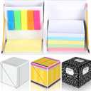 Eaasty 3 Set Teacher Appreciation Gifts Sticky Notes Organizer with Pen Holder 3-in-1 Memo Pad Set Portable Desk Organizer with Pencil Notebook Composition Book Pattern for End of Year Office