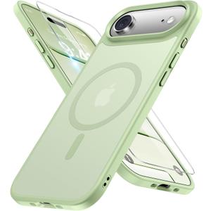 Miracase Magnetic for iPhone Air Case with Screen Protector(Compatible with MagSafe), Slim Thin Translucent Matte Military-Grade Protected Phone Cover for iPhone 17 Air 6.5", Green