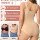 Shapewear Bodysuit for Women Tummy Control Seamless Faja Body Shaper Body Suit Waist Slimming (Beige, M)