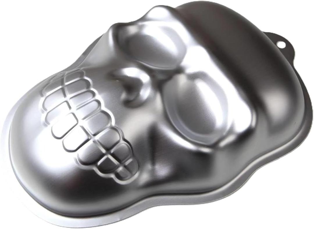 Aluminum 3D Skull Cake Pan Baking Mold, Halloween Cake Baking Pans for Halloween Party Birthday, 10 inch (Skull)