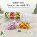 Lifewit Chilled Condiment Containers with Lids 2 Pcs, Plastic Taco Bar Serving Set for Party with 5 Containers, Ice Garnish Tray for Mimosa Bar Supplies, Clear Serving Platter for Fruit, Salad, Snack