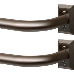 Bronze Curtain Rods 2 Pack, Heavy Duty Wrap Around Curtain Rod for Windows 28 to 48 Inch, Adjustable Decorative Blackout Drapery Pole, Modern Room Darkening Rod for Blackout Curtains, Brown
