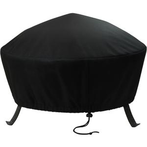 Sunnydaze 40-Inch Fire Pit Cover Round - Outdoor Fire Pit Cover - Weather-Resistant PVC with Drawstring Closure - Durable Protection for All Seasons - Black