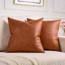 GALMAXS7 Faux Leather Pillow Cover 18 x 18 Set of 2 Boho Pillow Covers Throw Pillows Farmhouse Modern Decorative Throw Pillow Covers Luxury Accent Pillows Cushion Cases for Couch Bed Sofa