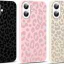 3 Pack Cute Cheetah Print Leopard Phone Case for iPhone 16 6.1 inches, Aesthetic Girly Matte Funda Anti-Scratch Soft Slim Flexible Protective Shockproof Liquid Silicone Cover for Women Girls