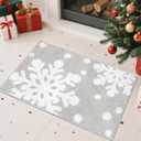 Christmas Snowflake Bath Mat, Non-Slip Super Absorbent Bathroom Rugs, Xmas Winter Holiday Soft Plush Bath Mats for Bathroom Decor for Shower, Tub, Sink, Washable, 20x30 in,Grey (1'8" x 2'6" (Rectangular))