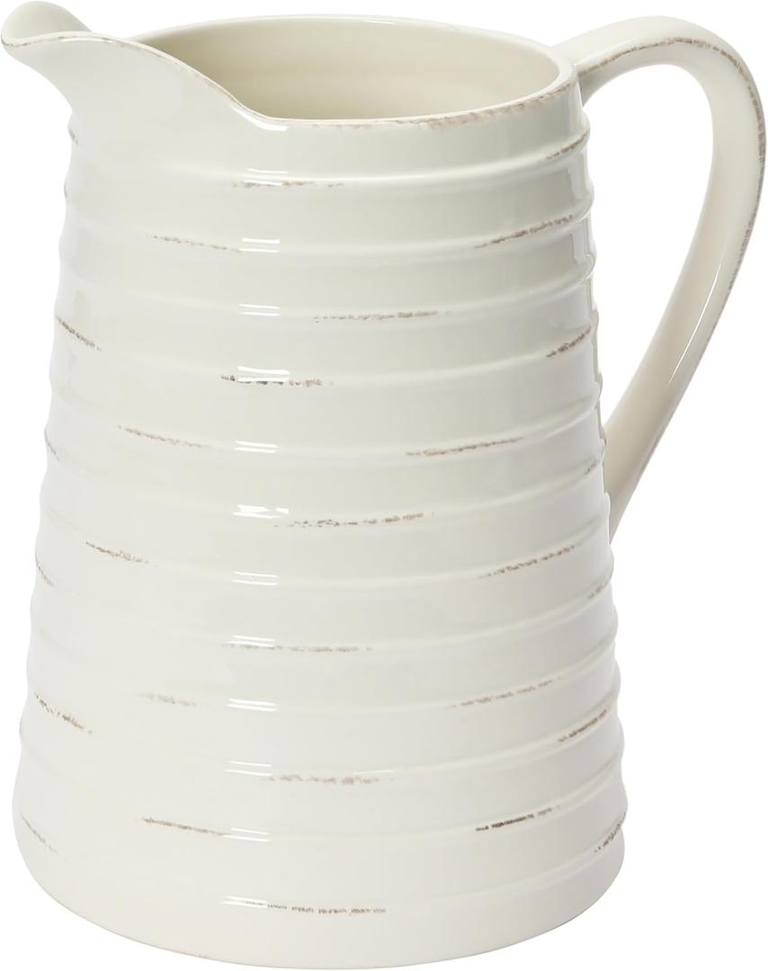 Creative Co-Op White Ceramic Pitcher