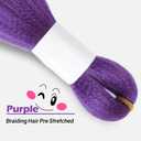 2 x Purple Braiding Hair 24 Inch Long Pre Stretched Hair Straight Yaki Texture Synthetic Hair Extensions Softness, 2 Packs