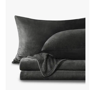 BEDELITE Sheets Queen Size Dark Grey - Super Soft Fleece Sheets Set Fluffy Extra Plush, 4 Piece