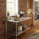 Atelicf All-Stainless Steel Prep Table, 30 X 48 Inch, with Rounded-Corner Backsplash and Adjustable Undershelf, Heavy-Duty for Outdoor Use,Restaurants,Hotels,Workshops,Kitchens,Gardens, and Garages