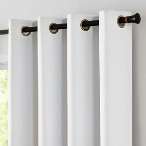 jinchan 100% Blackout Curtain 84 Inches Long White Curtain for Bedroom Living Room Linen Textured Thermal Insulated Curtain Grommet Top Window Drape 1 Panel White