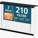 2-Pack 210 Replacement Filter, MERV 11, Compatible with AprilAire Whole House Air Purifiers Models 1210, 1620, 2210, 2216, 3210, 4200, 20x25x4 In