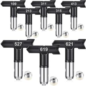 8 Pcs Spray Tips for Paint Reversible Airless Spray Nozzles Machine Part Guns for Homes Buildings Painting Decks Fences(109, 213, 311, 315, 413, 517, 619, 621)