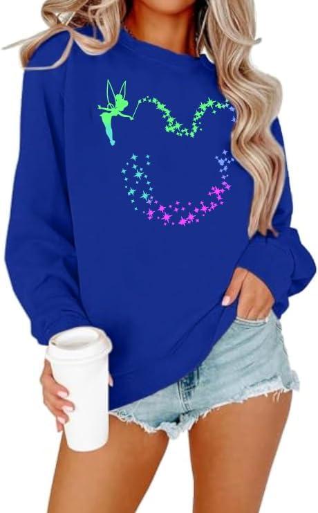 Magical Sweatshirt Women Crewneck Magic Kingdom Shirt Family Holiday Long Sleeve Pullover Tops (Medium, Blue)