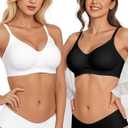 Vertvie Wireless Bras for Women Full Coverage Supportive Seamless Bralettes No Underwire Push Up Comfort Soft T-Shirt Bra, Size M