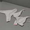 Bathing Suits for Women Deep V Neck Sexy Two Piece Bikini Sets for Women Thong Halter Cheeky Swimsuit (Small, White)