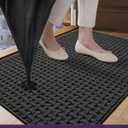 DEXI Front Entryway Door Mat Non Slip 24x36, Washable Entry Way Mats Inside Entrance Low Profile, Welcome Doormat Dirt Trapper for House Floor Home Porter Hall Backdoor Area, Dark Grey