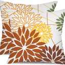 Brown and Yellow Floral Pillow Covers 18x18 Set of 2 Outdoor Waterproof Decorative Throw Pillows Summer Pillow Covers Polyester Cushion Case Decor for Couch Patio Funiture Garden Porch 011E18