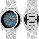 SUPOIX Band Case Compatible for Samsung Galaxy Watch FE 40mm 2024/ Galaxy Watch 5/4 40mm 44mm, 20mm Women Bling Replacement Strap&PC Protective Bumper Face Cover for Galaxy Watch 5/4 (Size Optional) (Silver)