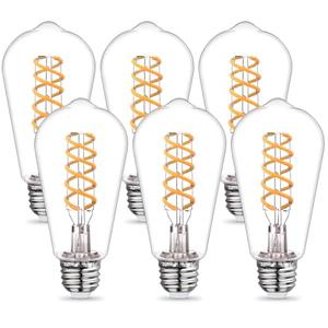 YIMILITE ST58 (ST19) LED Edison Bulbs 60 Watt Equivalent, CRI 80+, Shatterproof High Brightness Soft White 2700K Dimmable Antique LED Filament Bulbs, E26 Medium Base, 6 Pack