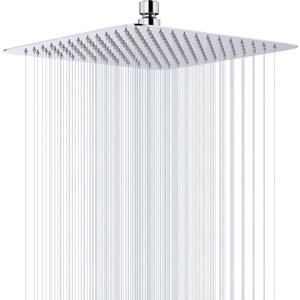 16 Inch Square Stainless Steel Large Shower Head Rainfall Shower Head Chrome High Pressure Rain