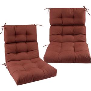 Outdoor High Back Chair Cushions Set of 2,Reversible Lawn Chair Cushion 44 x22 inch,Water Resistant Tufted Adirondack Chair Cushion,for Garden Rocking Chair,Patio Furniture(Dark Red)