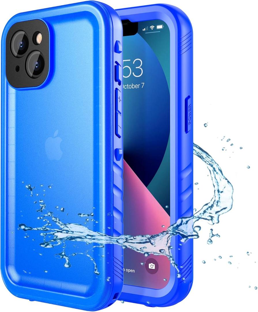 SPORTLINK Compatible with iPhone 13 Waterproof Case - Full Body Shockproof Dustproof Phone Screen Protector Rugged Waterproof Case for iPhone 13 6.1 Inches Blue