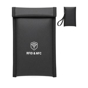 Military Grade Faraday Bags for Phones [5G/Bluetooth/WiFi/GPS] Signal Blocker, Fireproof Waterproof Anti-Scratch | Detachable Wrist Strap, RFID Blocking Anti-Tracking Pouch (Black)