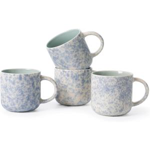 MONITO 12 OZ Coffee Mugs Set of 4, Ceramic Coffee Mugs,Modern Coffee Mugs Set with handle for Tea/Latte/Cappuccino/Milk/Cocoa (BLUE, 4 Count Pack of 1)