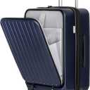KYME 22-Inch Hardside Small Suitcase - 100% PC Hard Shell with Laptop Compartment, TSA Lock, Double Wheels for Men & Women, Navy (Carry-On 22-Inch(non-expandable), Blue)