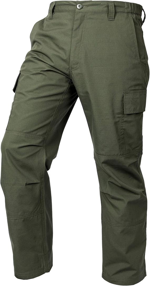 LAPG Men's Core Cargo Tactical Pants, Stretch Waistband, Lightweight & Durable Ripstop CCW Cargo Pants for Men (34W x 32L, Od Green-regular Fit)