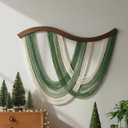 Mindsoft Green Macrame Wall Hanging Dip Dyed Yarn Wall Art, Modern Boho Decor Handmade Cotton Rope Tapestry for Bedroom, Living Room, Nursery, 31.5 x 23.6 Inch, 32.3"L x 5.1"W