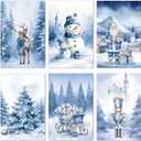 Chenive 24 Pack Winter Wonderland Christmas Cards Bulk, 4x6 Inch Snowy Christmas Cards with Envelopes & Stickers, Boxed Xmas & New Year Card Set for Family Friends, 6 Assorted Holiday Card Designs