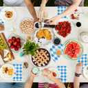 Blue Gingham Napkins Disposable Rectangle: 100PCS Checkered Paper 15.7x11.8 Inch for Dinner Party