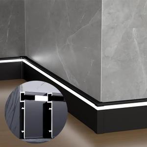 JARBIH 10 Packs 1M/3.3ft Aluminum Skirting Baseboards, 78x12mm LED Channel System Diffuser, Line Light Wall Mount Aluminum Profile with Milky Cover, Suitable for Living Room Bedroom Kitchen